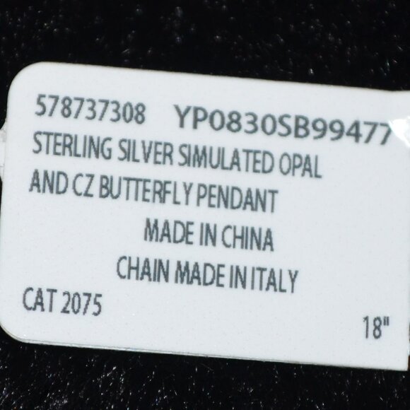 BRILLIANCE Fine Jewelry Sterling Silver Simulated Opal Butterfly Pendant - Picture 3 of 3